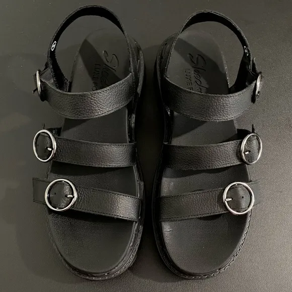 New Skechers Jammers Lite 2.0 Gladiator Sandals Poppin Lightweight Black