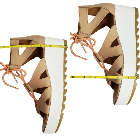 New Sorel Cameron flatform lace wedge gladiator sandals honest beige y2k 90s