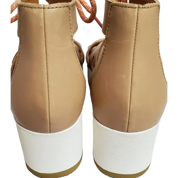 New Sorel Cameron flatform lace wedge gladiator sandals honest beige y2k 90s