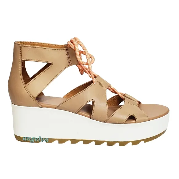 New Sorel Cameron flatform lace wedge gladiator sandals honest beige y2k 90s