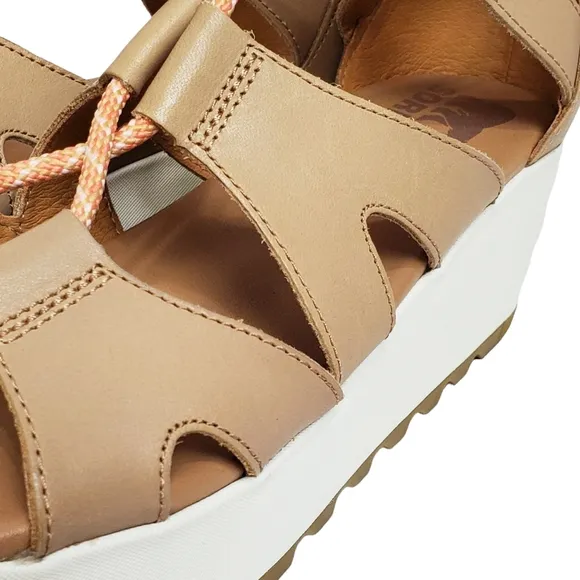 New Sorel Cameron flatform lace wedge gladiator sandals honest beige y2k 90s