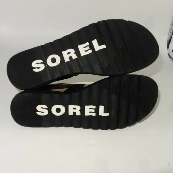 NEW Sorel Ella II Sandals Black  Leather Shoes  Women's Size 7.5