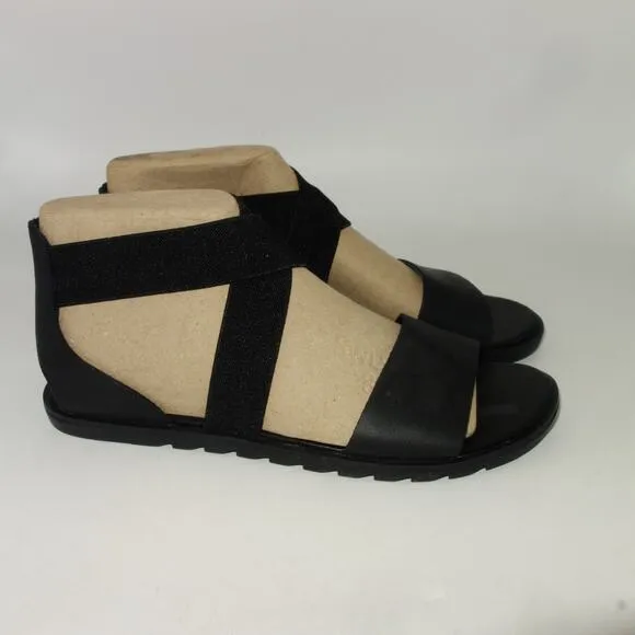 NEW Sorel Ella II Sandals Black  Leather Shoes  Women's Size 7.5
