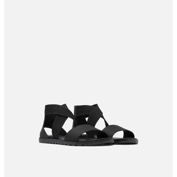 NEW Sorel Ella II Sandals Black  Leather Shoes  Women's Size 7.5