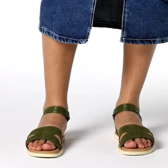 NEW Sorel Ella III Ankle Strap Sandals - Suede Utility Green For Women 252