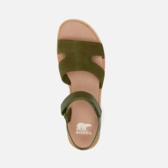 NEW Sorel Ella III Ankle Strap Sandals - Suede Utility Green For Women 252