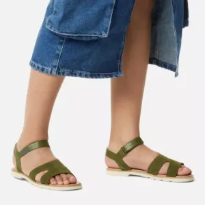 NEW Sorel Ella III Ankle Strap Sandals - Suede Utility Green For Women 252