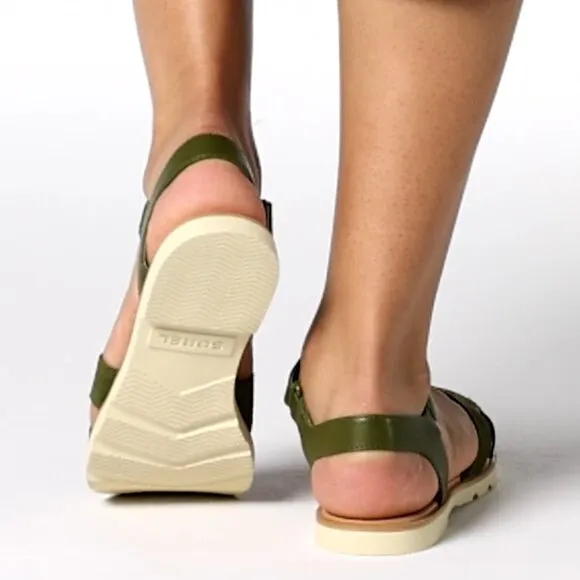 NEW Sorel Ella III Ankle Strap Sandals - Suede Utility Green For Women 252