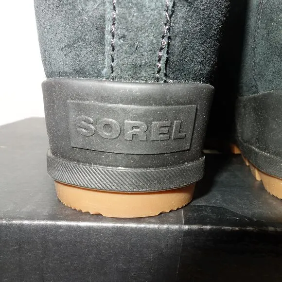 NEW SOREL Evie II Chelsea  Black Sea Salt  Ankle Boots Booties Women's Size 9