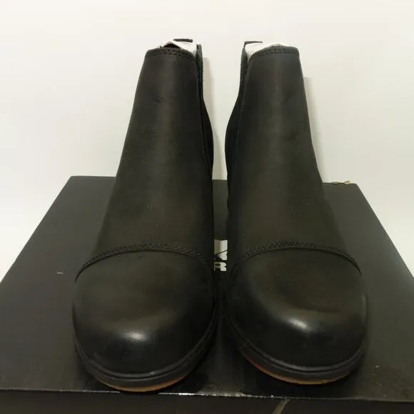 NEW SOREL Evie II Chelsea  Black Sea Salt  Ankle Boots Booties Women's Size 9