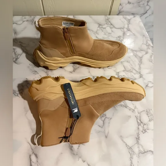 NEW SOREL Kinetic Breakthru Acadia WP Boot Women's Sorel Tan Ankle Boots 10.5
