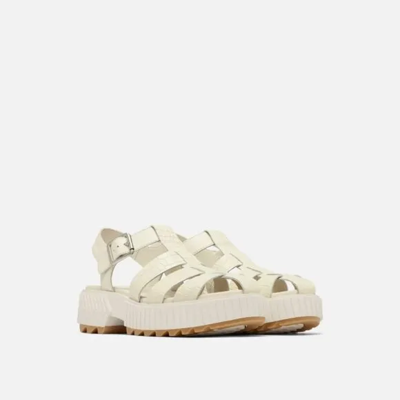 NEW SOREL Leather Ona Streetworks Fisherman Mid Sandals white for women 563mn