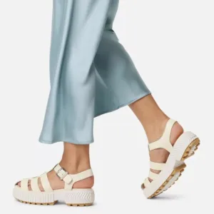 NEW SOREL Leather Ona Streetworks Fisherman Mid Sandals white for women 563mn