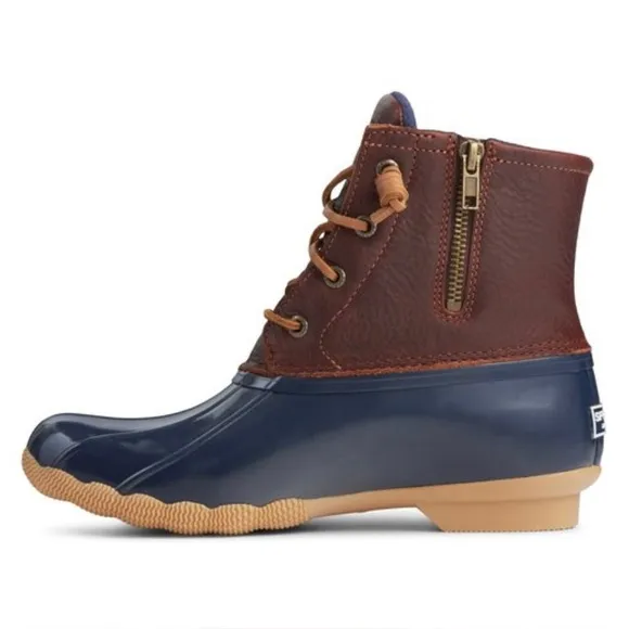 🌸NEW Sperry Blue and Brown Rain &amp; Snow Boots Women’s Sz 7.5 With Box.