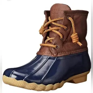 🌸NEW Sperry Blue and Brown Rain &amp; Snow Boots Women’s Sz 7.5 With Box.