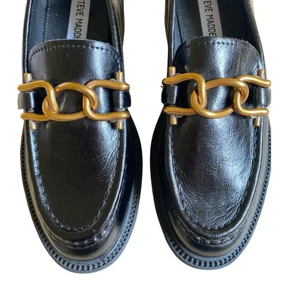 NEW Steve Madden Karmine Slip-On Loafers Women's Size 6.5 Black Leather