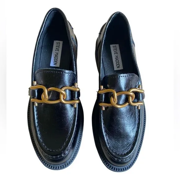 NEW Steve Madden Karmine Slip-On Loafers Women's Size 6.5 Black Leather