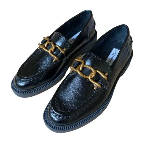 NEW Steve Madden Karmine Slip-On Loafers Women's Size 6.5 Black Leather