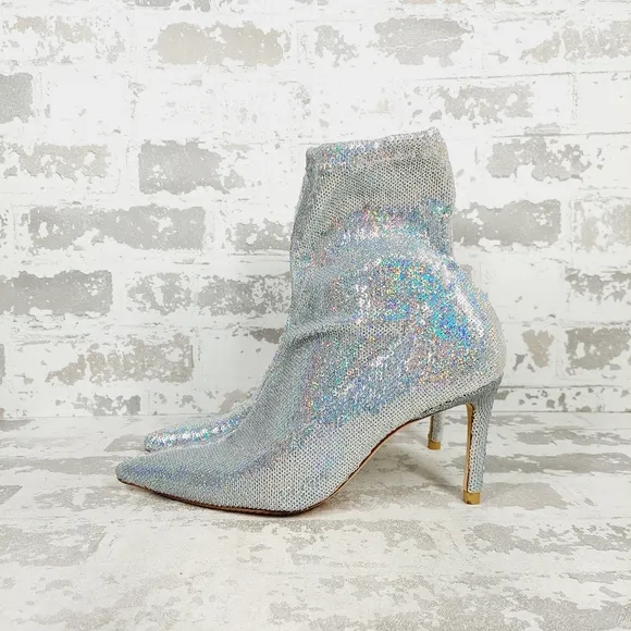 New STUART WEITZMAN Holographic-effect 160mm Boots In Grey O48
