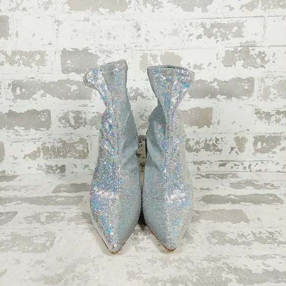 New STUART WEITZMAN Holographic-effect 160mm Boots In Grey O48