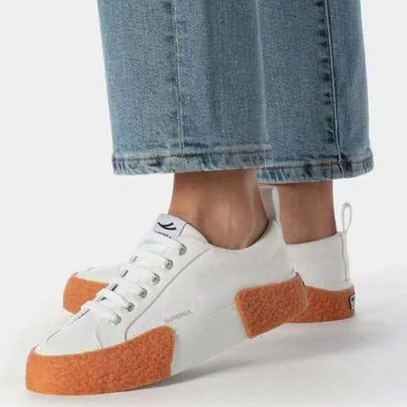NEW SUPERGA Striped Big Bumper Sneakers White Gum unisex 128mn