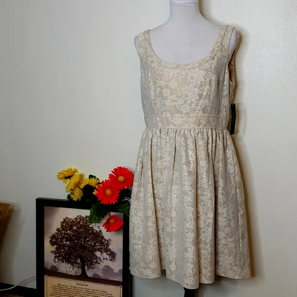 NEW Tahari Arthur S. Levine McNally Dress Gilded Coast Fit &amp; Flare Designer Chic