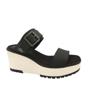 NEW Timberland Wedge Sandals Womens 10 Black White Slide Platform Casual Comfort
