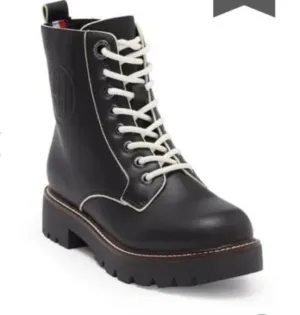 New Tommy Hilfiger Stark Combat Boot leather black women size 9.5 M Rts:139