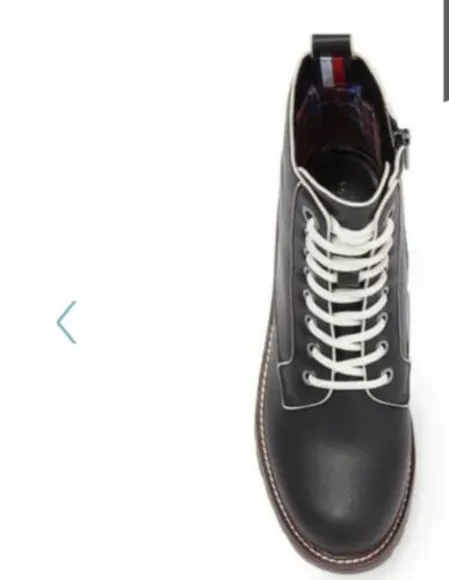 New Tommy Hilfiger Stark Combat Boot leather black women size 9.5 M Rts:139