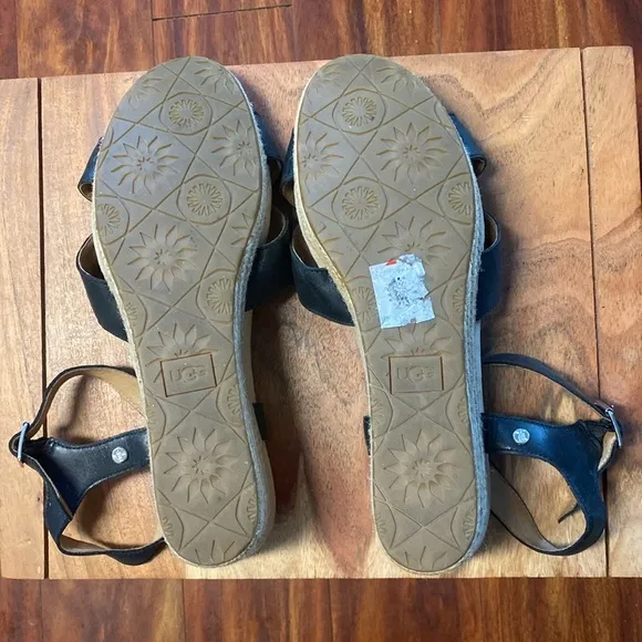 NEW UGG Cloverdale Espadrille Wedge Sandal Black 11