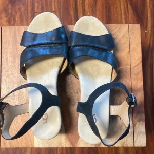 NEW UGG Cloverdale Espadrille Wedge Sandal Black 11