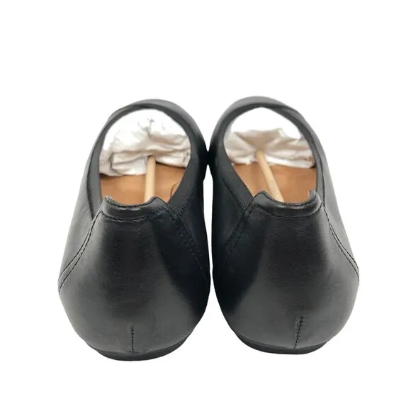 NEW Vionic Caroll Black Leather Ballet Flats Shoes Comfort Womens 12 Wide
