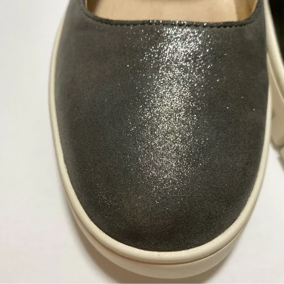 New Vionic Mary Jane Uptown LeatherBallet Flats Polluted Silver Shimmer Sz 10