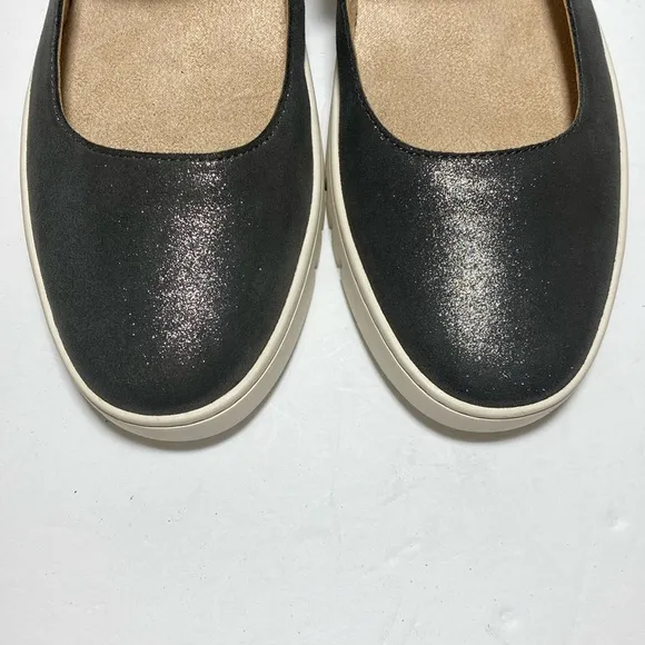 New Vionic Mary Jane Uptown LeatherBallet Flats Polluted Silver Shimmer Sz 10