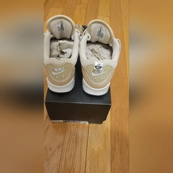 👟NEW W/BOX👟 Nike Air Max 90 Premium Sneakers Hemp/White/Sand w/Bonus Laces