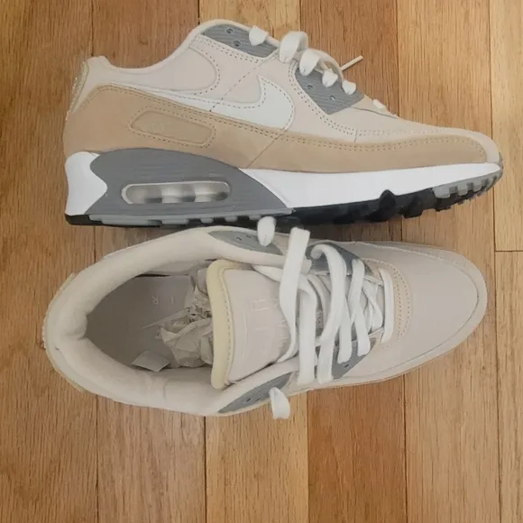 👟NEW W/BOX👟 Nike Air Max 90 Premium Sneakers Hemp/White/Sand w/Bonus Laces