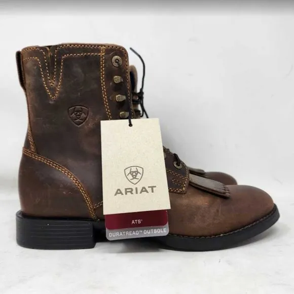 New women's 9 Ariat Heritage Lacer II lace up boots in Distressed Brown 10002147