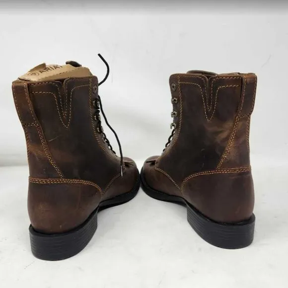 New women's 9 Ariat Heritage Lacer II lace up boots in Distressed Brown 10002147