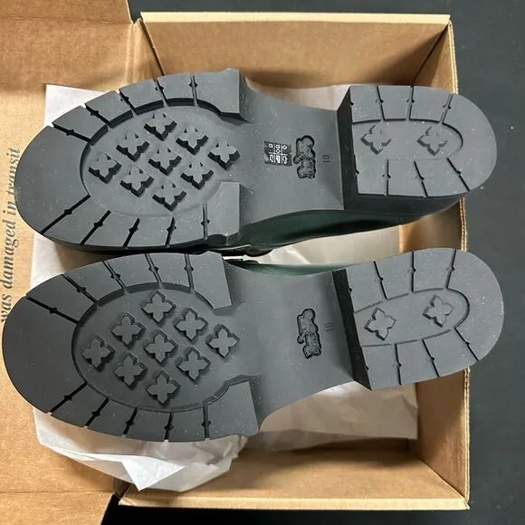 New Coach Leah Amazon Green Chunky Platform Leather Loafers 10