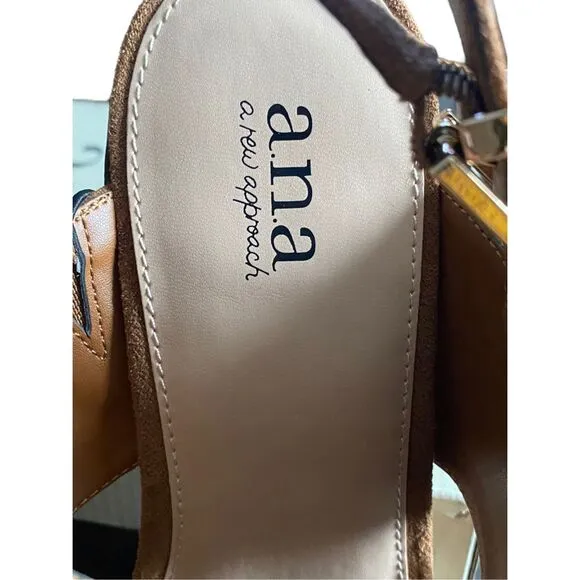 NIB A.N.A Womens Suede Daly Heeled Sandals  Size 9.5  ***Item: S45