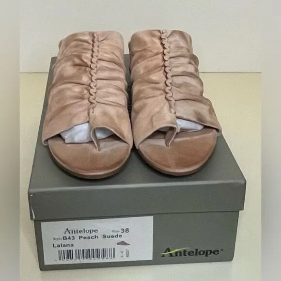 NIB Antelope Suede Toe-Post Heeled Sandals - Lalana size 38