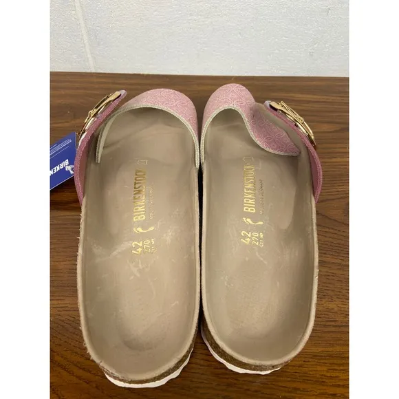 NIB Birkenstock Madrid Big Buckle Slide Sandal Ceramic Rose Narrow Fit EU 42