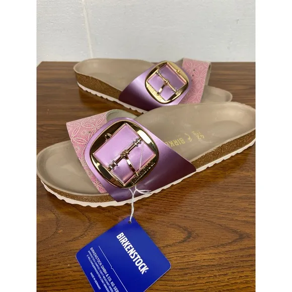 NIB Birkenstock Madrid Big Buckle Slide Sandal Ceramic Rose Narrow Fit EU 42