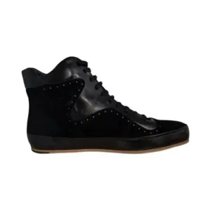 NIB Freeman Plat Mens Court Mid Black Leather &amp; Suede Hi-Top Sneakers Size 12