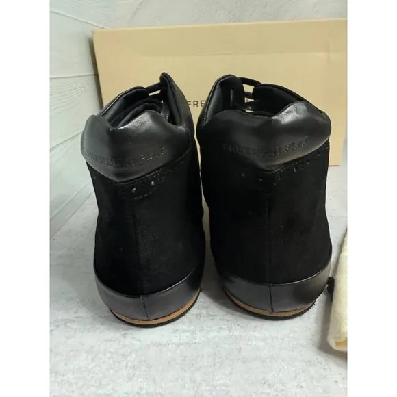 NIB Freeman Plat Mens Court Mid Black Leather &amp; Suede Hi-Top Sneakers Size 12