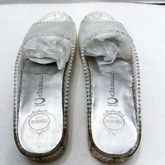 NIB Jeffrey Campbell Havana Fling Clear Jelly Sandals Slip-On Slides Size 8