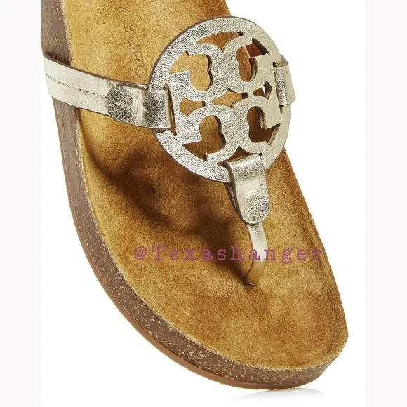 NIB Tory Burch Miller Cloud Sandals Size 9 Spark Gold/Natural