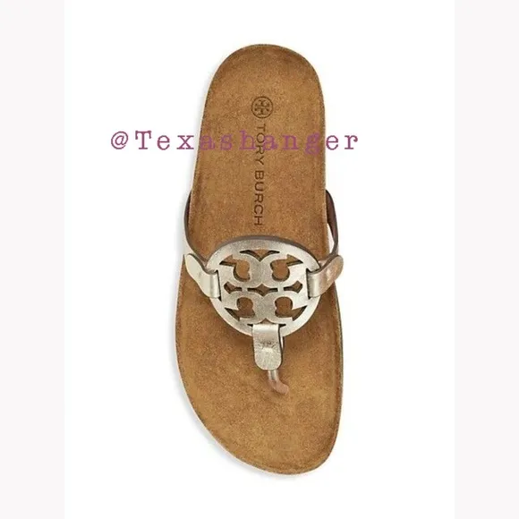NIB Tory Burch Miller Cloud Sandals Size 9 Spark Gold/Natural