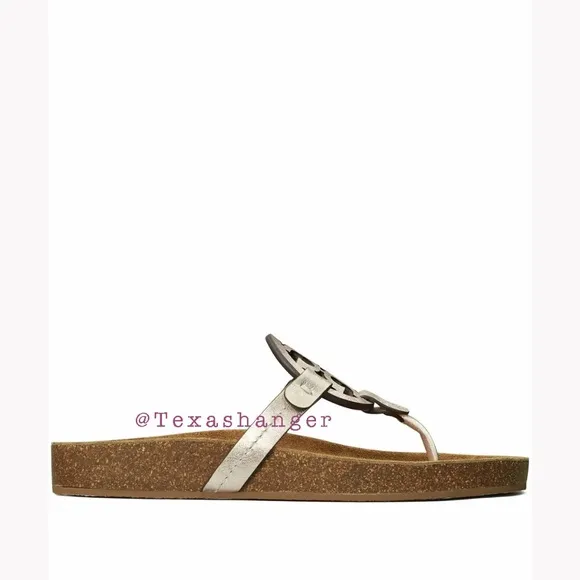 NIB Tory Burch Miller Cloud Sandals Size 9 Spark Gold/Natural