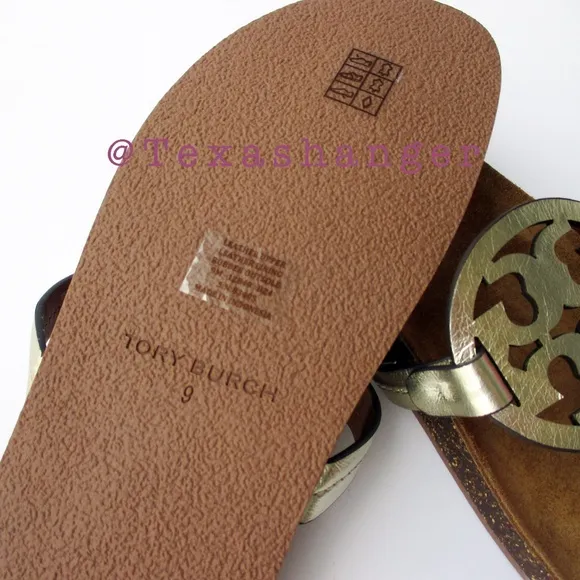 NIB Tory Burch Miller Cloud Sandals Size 9 Spark Gold/Natural